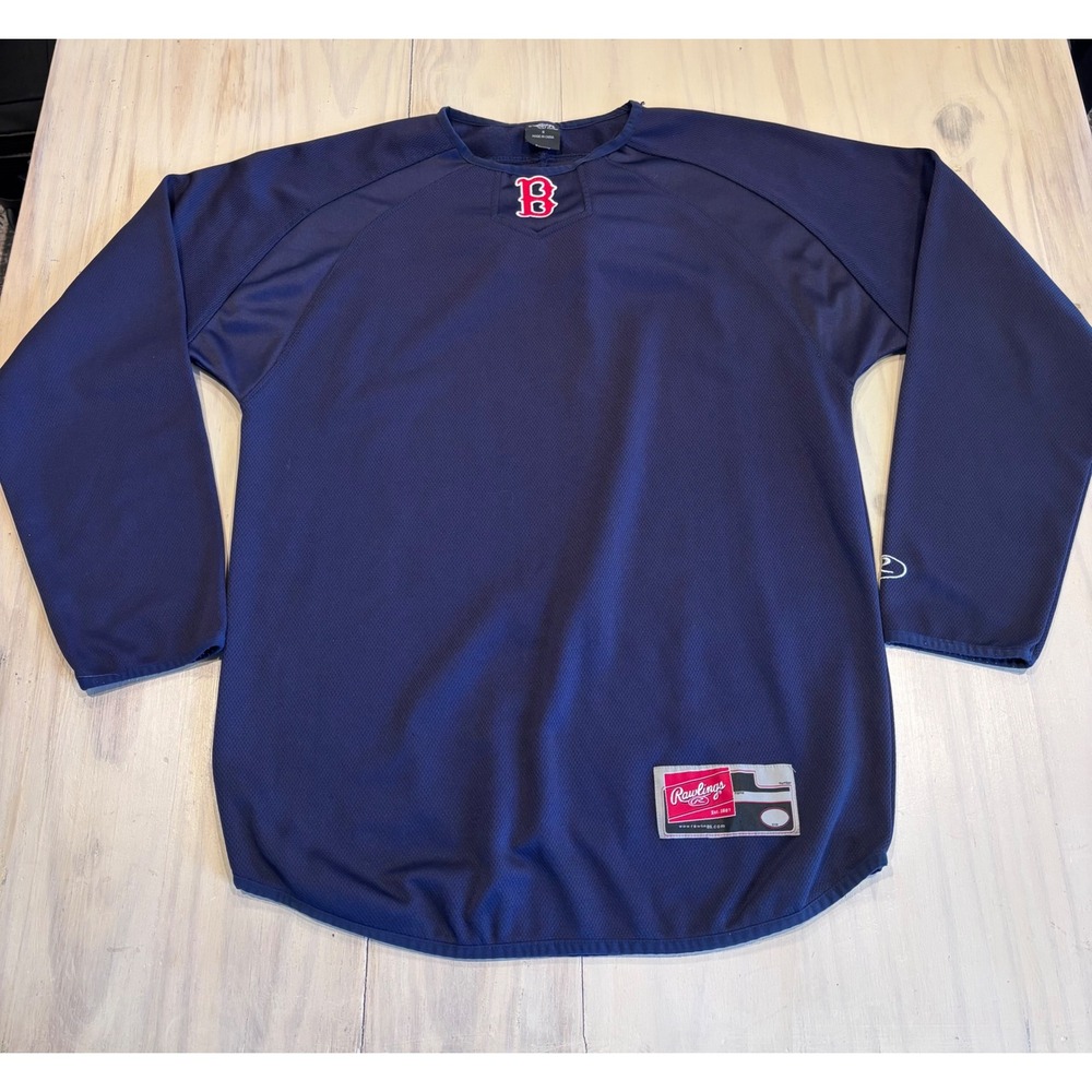 Rawlings Navy Blue Long Sleeve Training Jersey Mens Small RP 9705 Branded